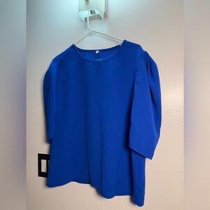 Women's Blue Puff-Sleeve Blouse